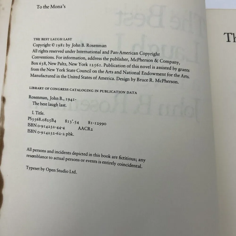 The Best Laugh Last: A Novel - Paperback – 1981 by John‎ B. Rosenman RARE